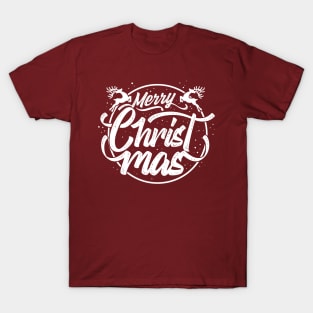 Merry Christmas Lettering White Color T-Shirt
